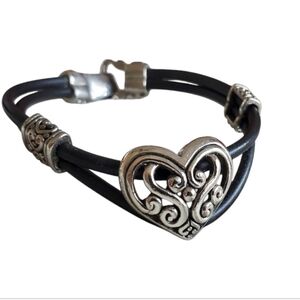 Brighton Silver and Leather Bracelet With Magnetic Clasp